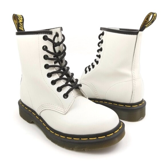 Dr. Martens 1460 Smooth Leather Combat Platform Boots 5 White 90s Grunge Y2k - Picture 2 of 8